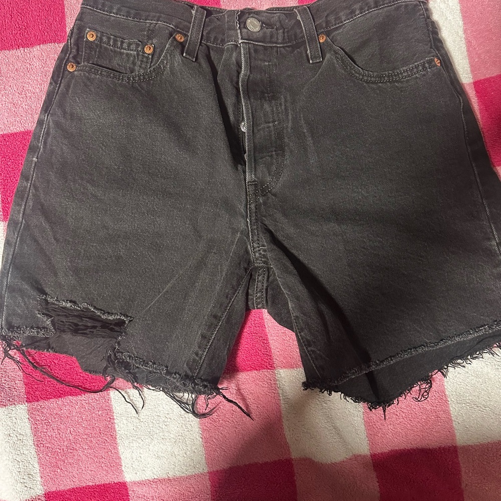 Levi's Black Distressed Jean Shorts